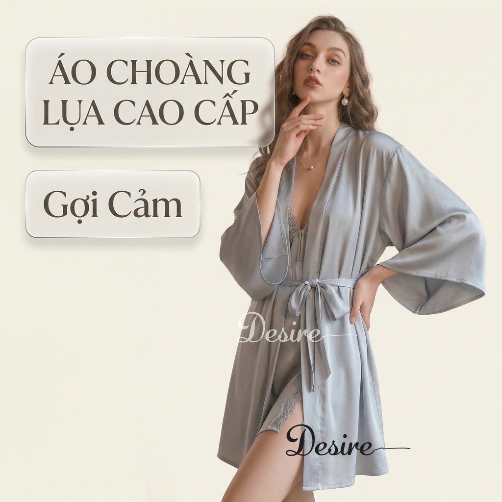 Desire Store, Áo choàng ngủ lụa cao cấp Áo choàng cô dâu gợi cảm Bride hàng loại 1 chính hãng Guiruo VN-1690 image 8 of 17
