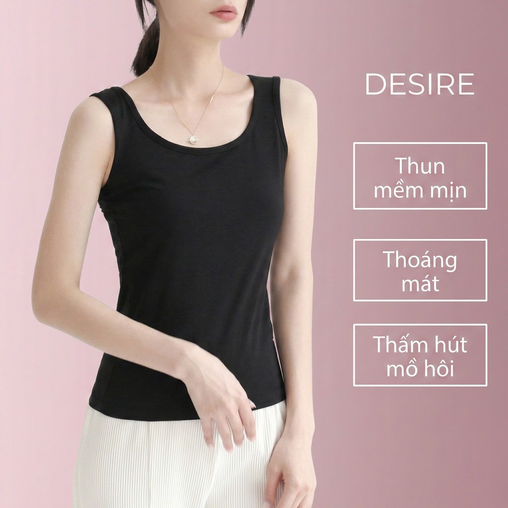 Desire Store, Áo Ba Lỗ Sát Nách Thun Modal (Gỗ sồi) mát mịn phong cách năng động ANN-060 - Đen ba lỗ, 2XL image 16 of 26