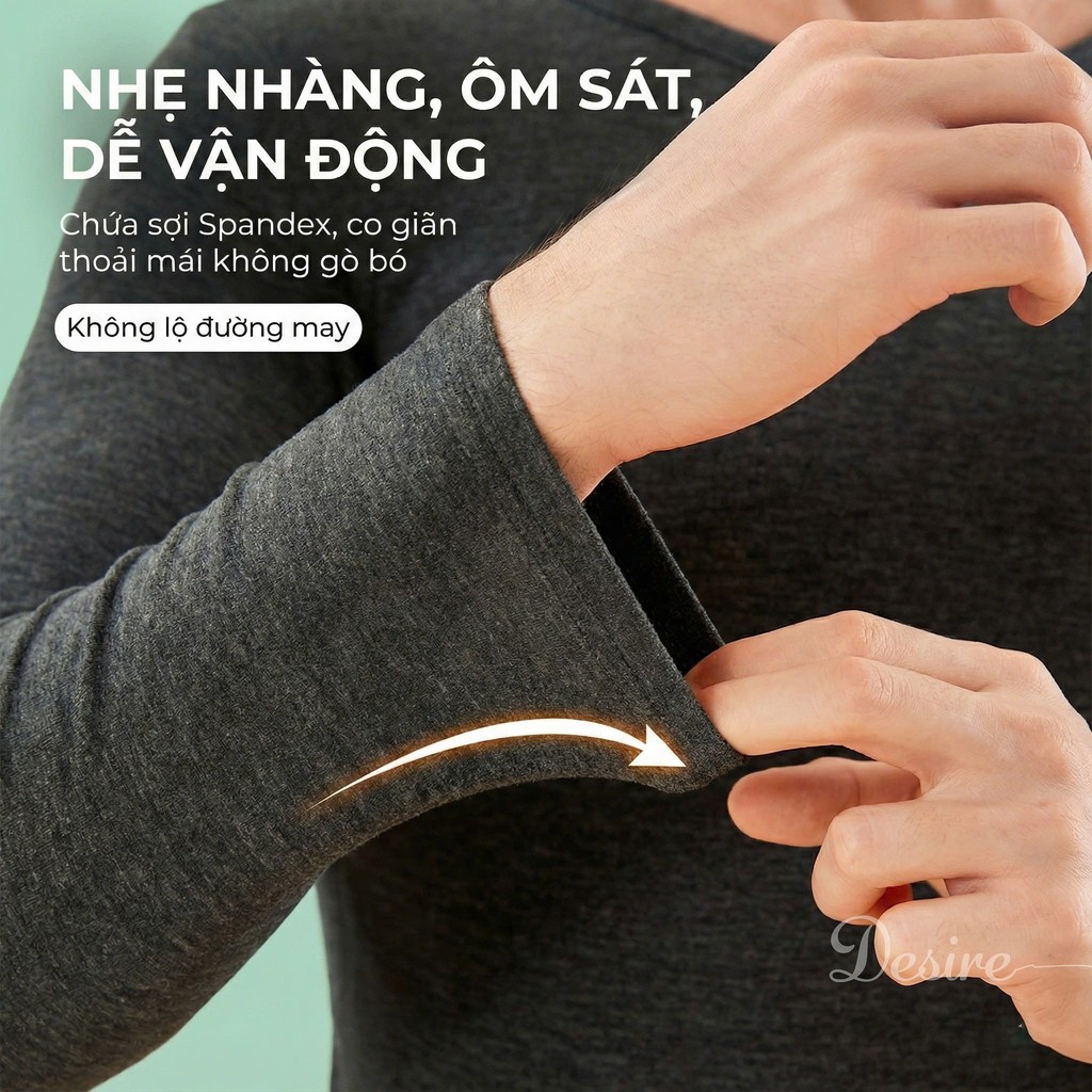 Desire Store, Đồ bộ giữ nhiệt mùa đông siêu nhẹ ấm áp vải Nhung lót Len Cashmere có đường viền dành cho nữ giới ZYOS AGN-003 image 4 of 14