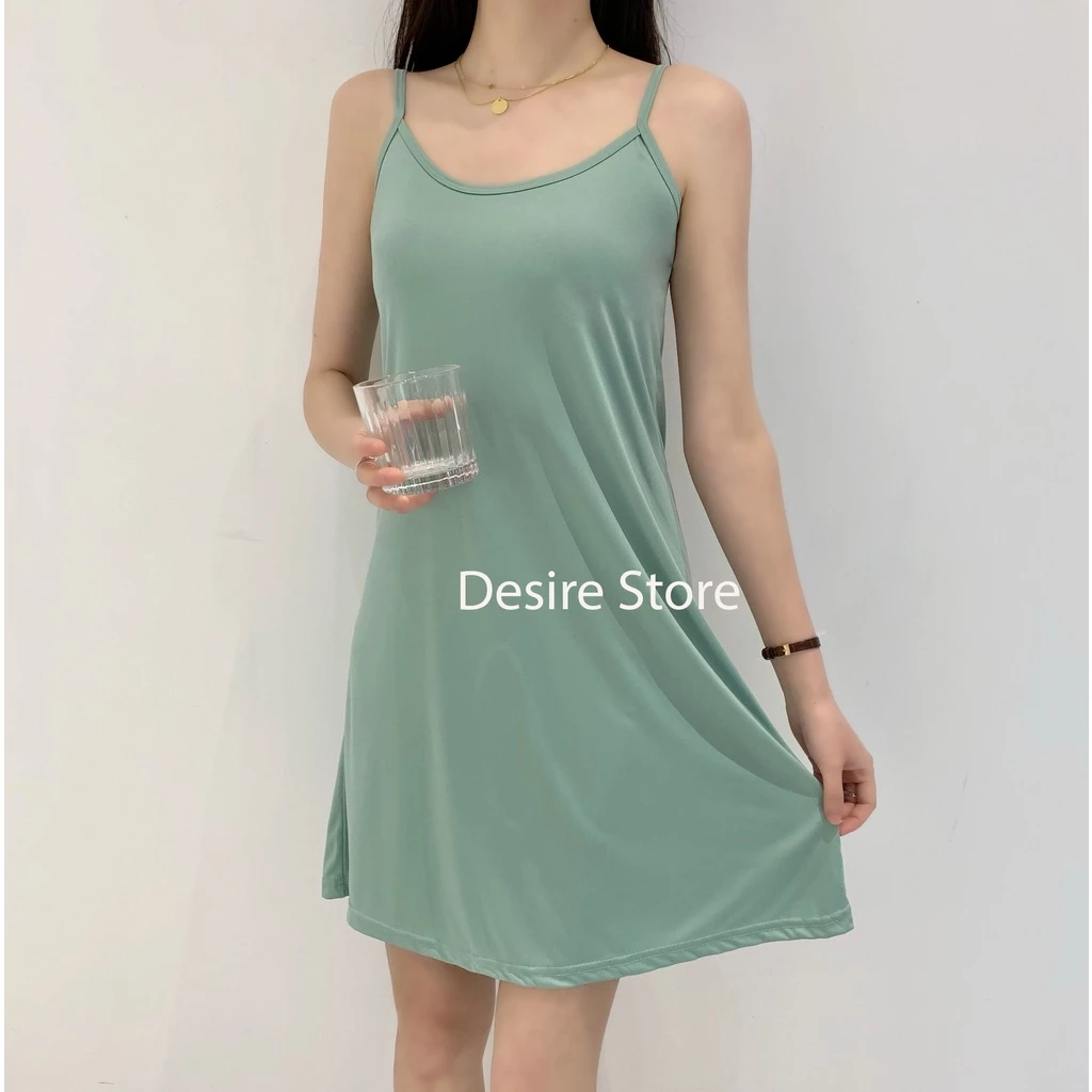 Desire Store, Đầm hai dây thun dáng suông - Váy mặc lót thun cotton polyester dáng suông mịn mát mùa hè VN-020 image 6 of 36