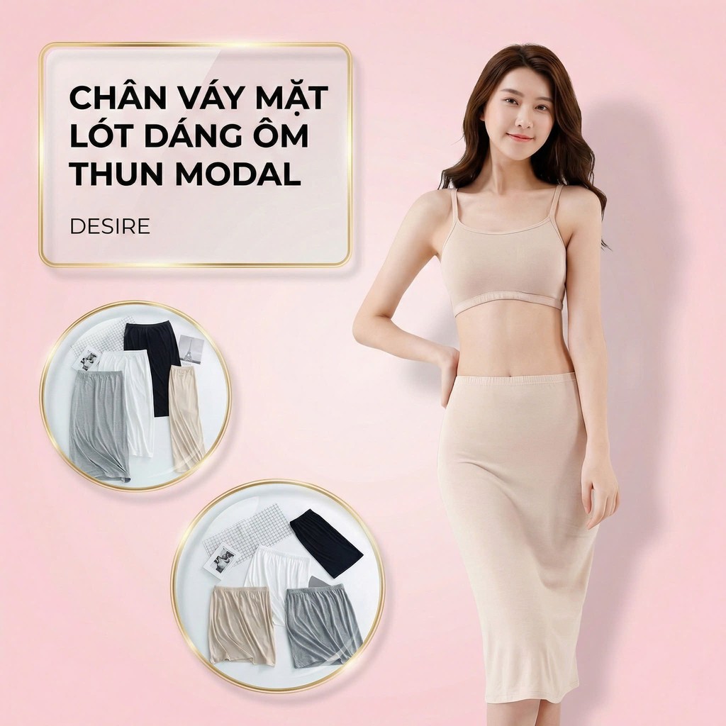 Desire Store, Chân váy lót dáng ôm Thun Modal (Gỗ sồi) co dãn mát mịn Chân váy mặc lót trong VNN-0098 image 5 of 13