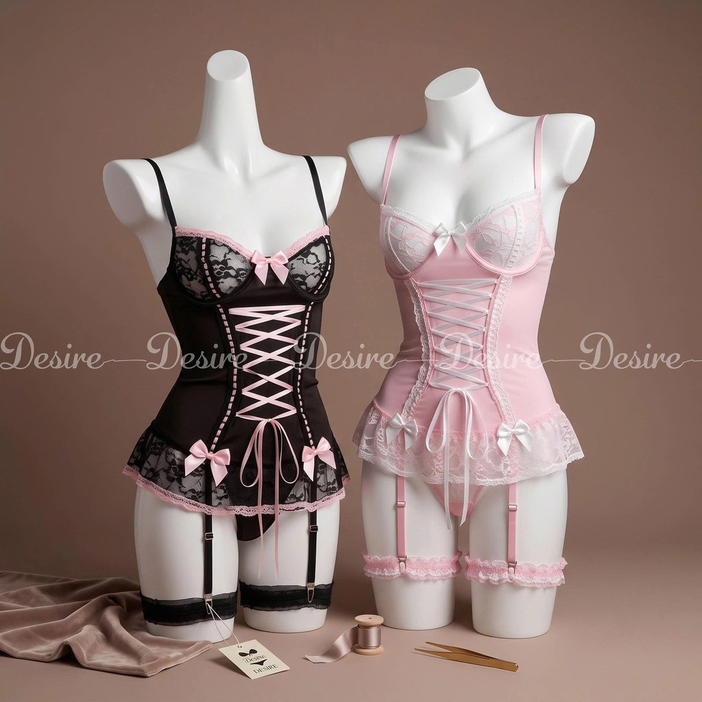 Desire Store, 6467 Bodysuit ren đính nơ có gọng kèm dây đeo tất sexy hàng cao cấp loại 1 DESIRE image 8 of 12
