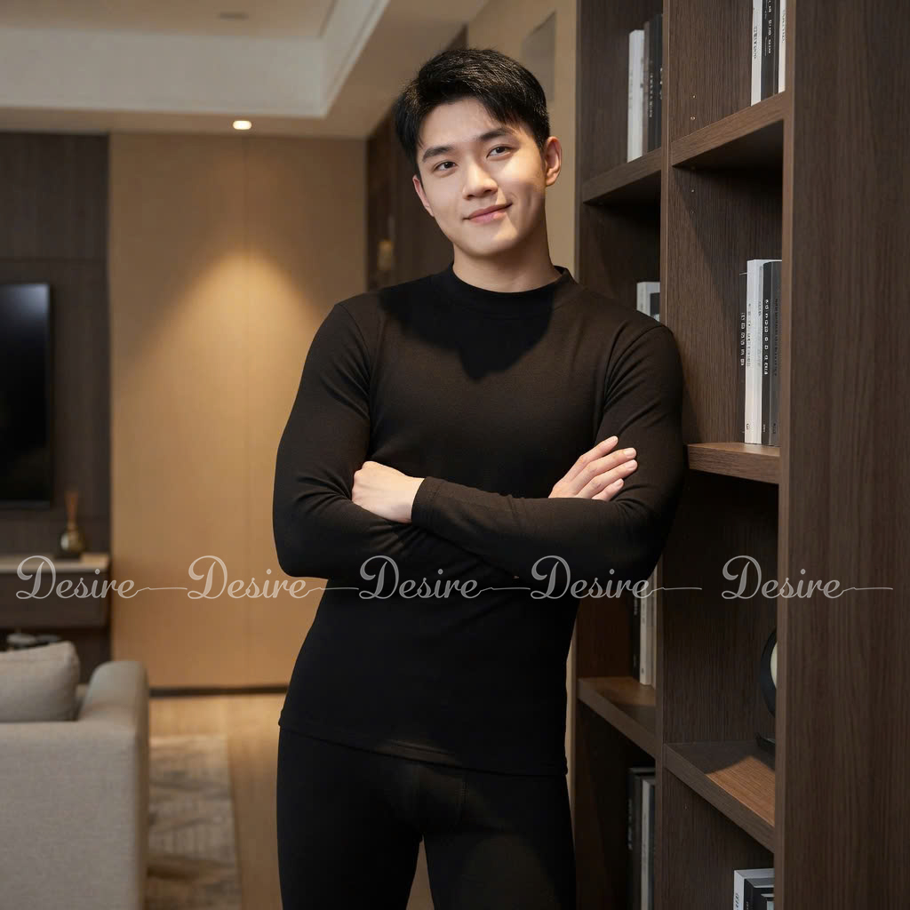Desire Store, Đồ bộ giữ nhiệt nam lót Len Cashmere cổ cao ấm áp mùa đông cao cấp siêu nhẹ dành cho nam giới DGN-03 (Men's ultra-lightweight thermal set with warm cashmere-blend lining and high-neck design for winter. DGN-03) image 26 of 51