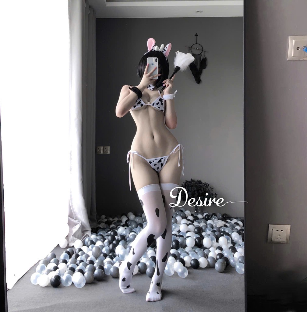 Desire Store, Bộ đồ ngủ Cosplay cô nàng bò sữa đầy đủ phụ kiện gợi cảm sexy DESIRE VN-2389 - Full Set image 8 of 8