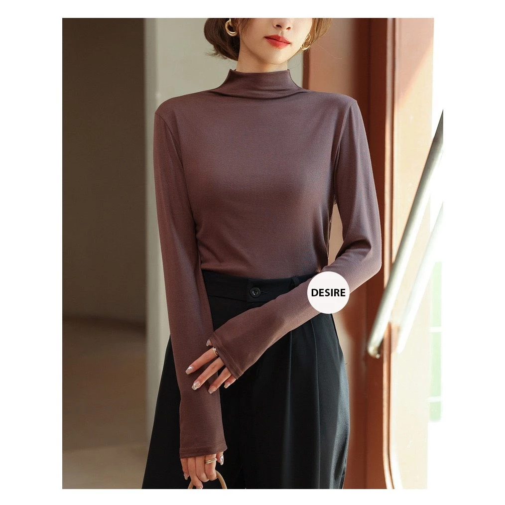 Desire Store, Áo thun cổ lọ dài tay chất thun len mềm mại Áo thun cổ cao ấm áp mùa thu đông  AN-898 image 5 of 13