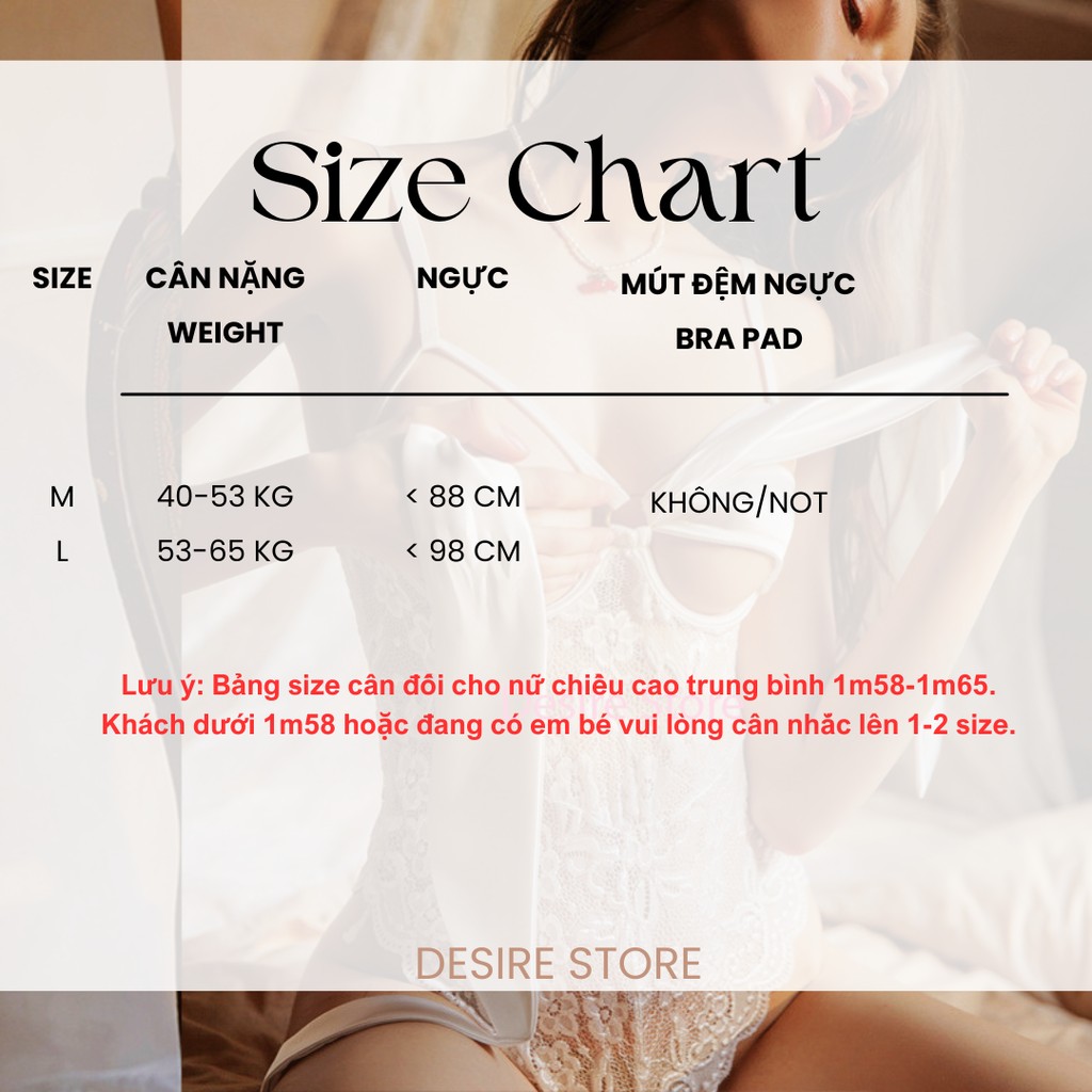 Desire Store, Đầm Ngủ Bodysuit Ren xẻ đáy cột nơ đồ ngủ sexy cosplay xuyên thấu gợi cảm cho nữ VN-8259 image 9 of 15