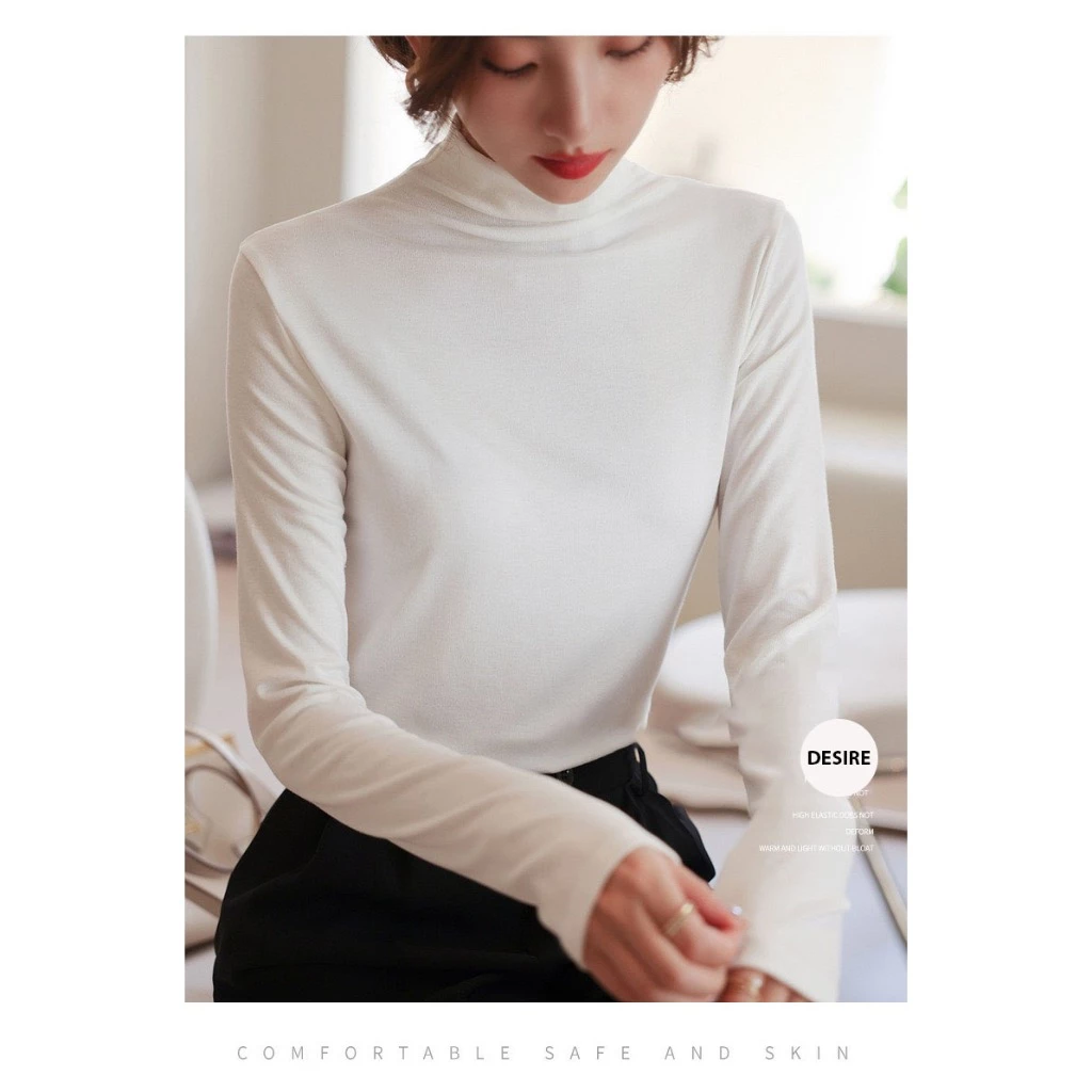 Desire Store, Áo thun cổ lọ dài tay chất thun len mềm mại Áo thun cổ cao ấm áp mùa thu đông  AN-898 image 7 of 13