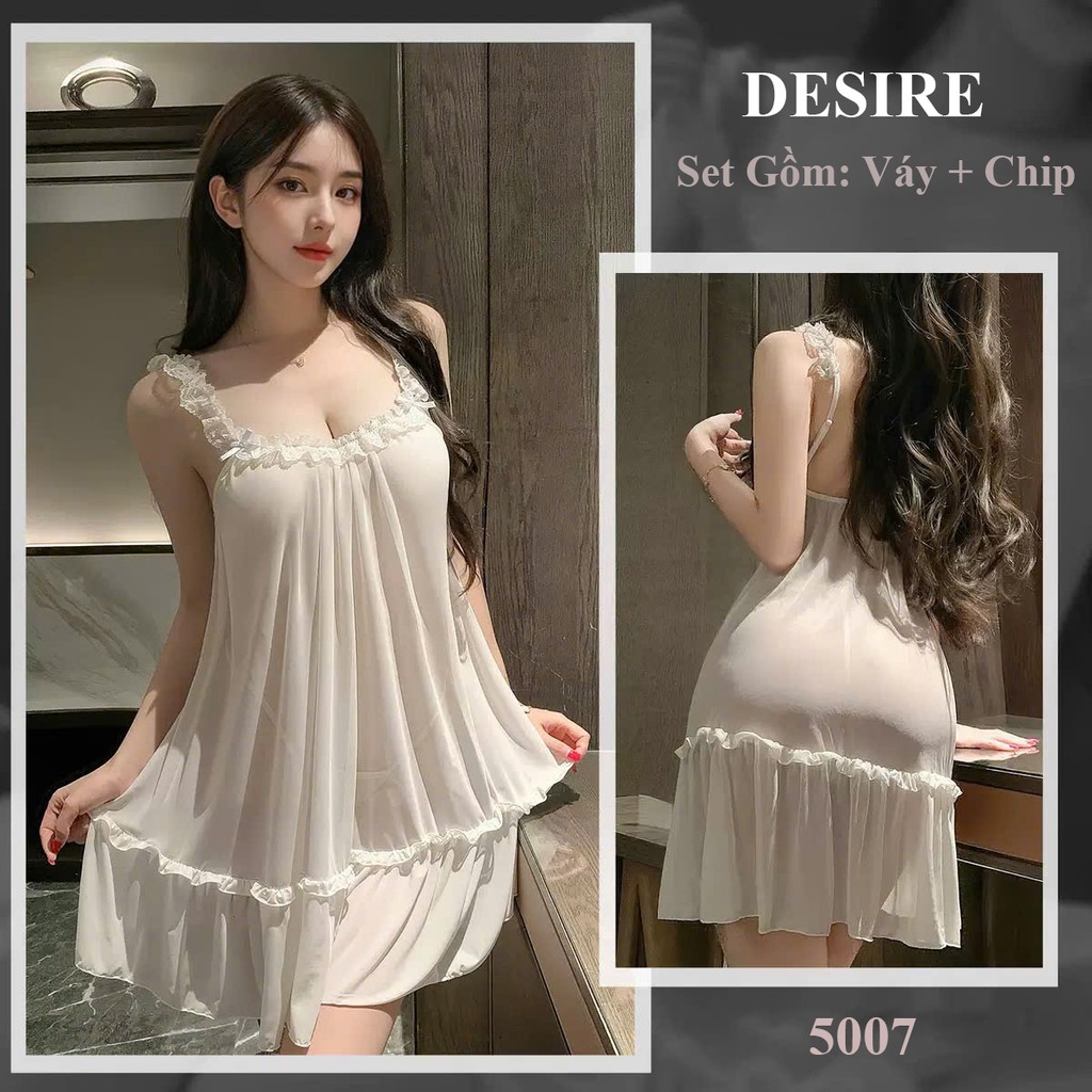 Desire Store, 5007 Váy Ngủ Ren dáng Babydoll Nữ Tính – Viền Ren Hoa Cao Cấp DESIRE - Váy + chip image 9 of 9