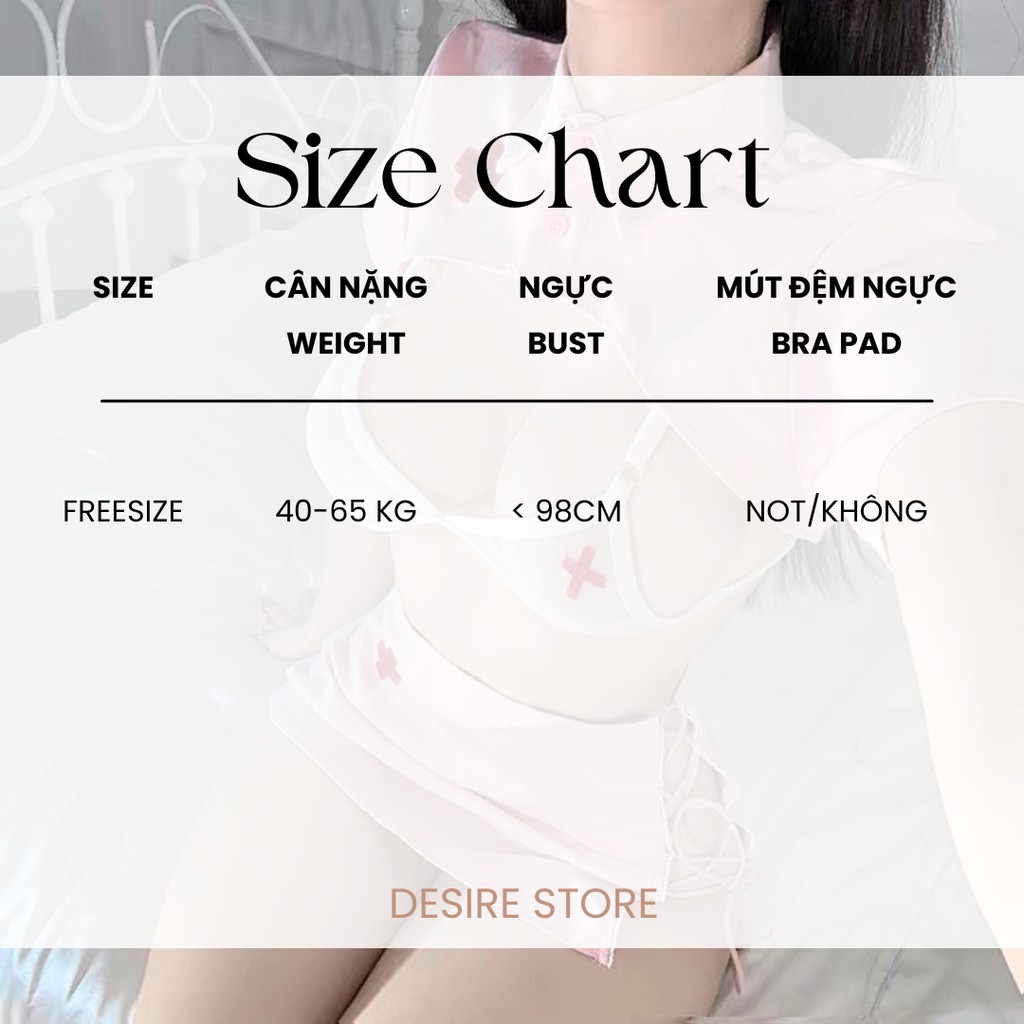 Desire Store, Bộ đồ ngủ Cosplay y tá đầy đủ phụ kiện sexy gợi cảm DESIRE VN-8537 image 8 of 10