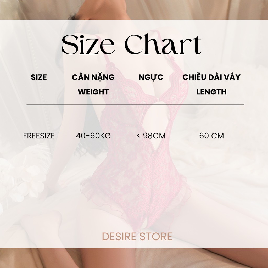 Desire Store, Váy ngủ ren liền thân xẻ đáy cài ngực trước gợi cảm sexy DESIRE VN-8694 image 9 of 12