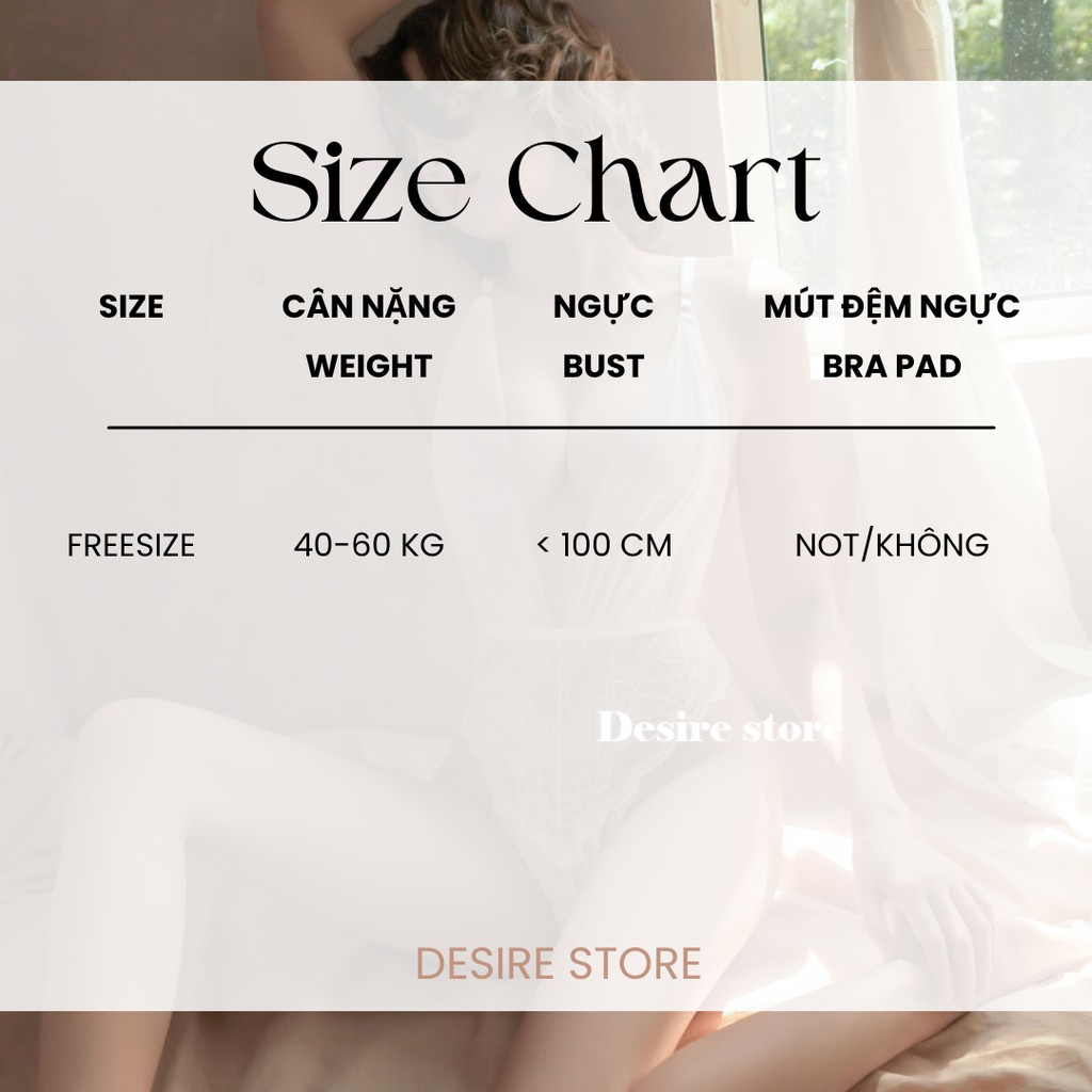 Desire Store, Bộ váy ngủ ren liền thân Bodysuit ren phong cách gợi cảm sexy Desire VN-8303 image 7 of 9