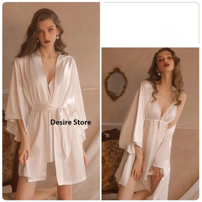 Desire Store, Áo choàng ngủ lụa cao cấp Áo choàng cô dâu gợi cảm Bride hàng loại 1 chính hãng Guiruo VN-1690 image 6 of 15