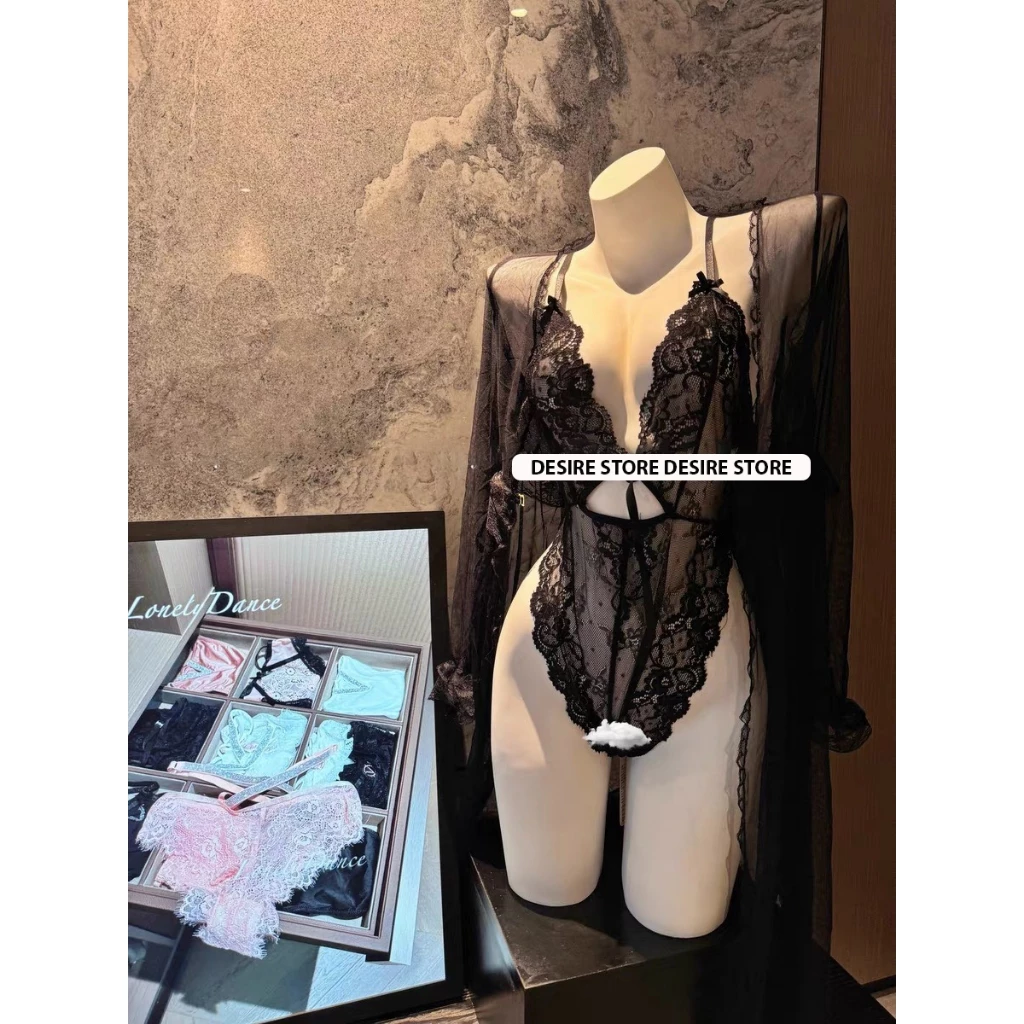 Desire Store, Set Bodysuit và Áo choàng ren xẻ đáy chéo lưng gợi cảm DESIRE VN-8683 - Váy + choàng đen, L image 14 of 20