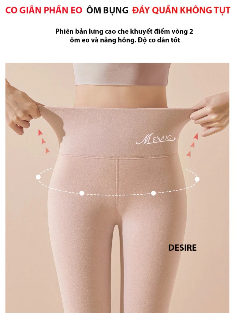 Desire Store, Quần legging M ENAIC lưng cao lót lông cừu nhung mịn giữ nhiệt mùa đông ấm áp định hình dáng QGN-9105014 image 12 of 20