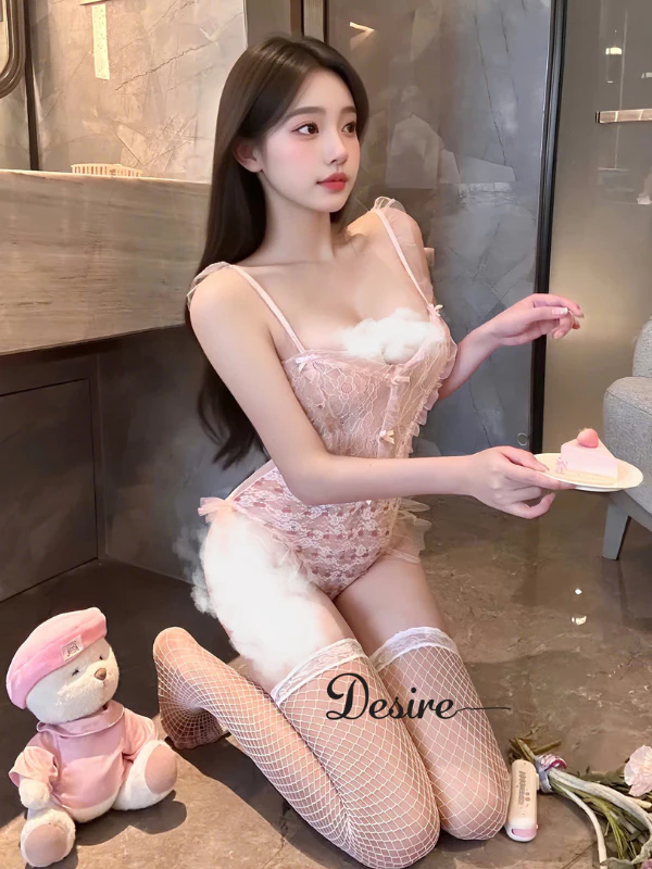 Desire Store, Bodysuit Ren Hoa Nhí Phối Nơ Phong Cách Tiểu Thư Ngọt Ngào - Váy Ngủ Sexy DESIRE VN-1336 image 5 of 7