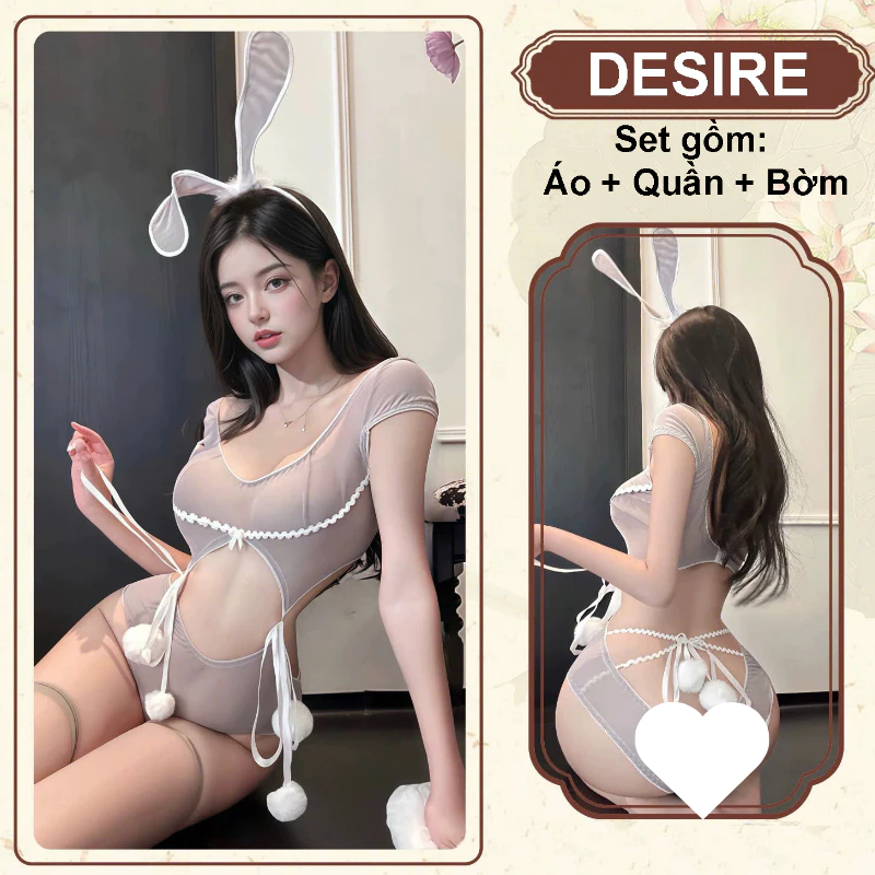 Desire Store, Set cosplay Cô Nàng Thỏ - Đồ ngủ Bunny Girl gợi cảm sexy DESIRE 6149 - Set Xám tím image 14 of 18