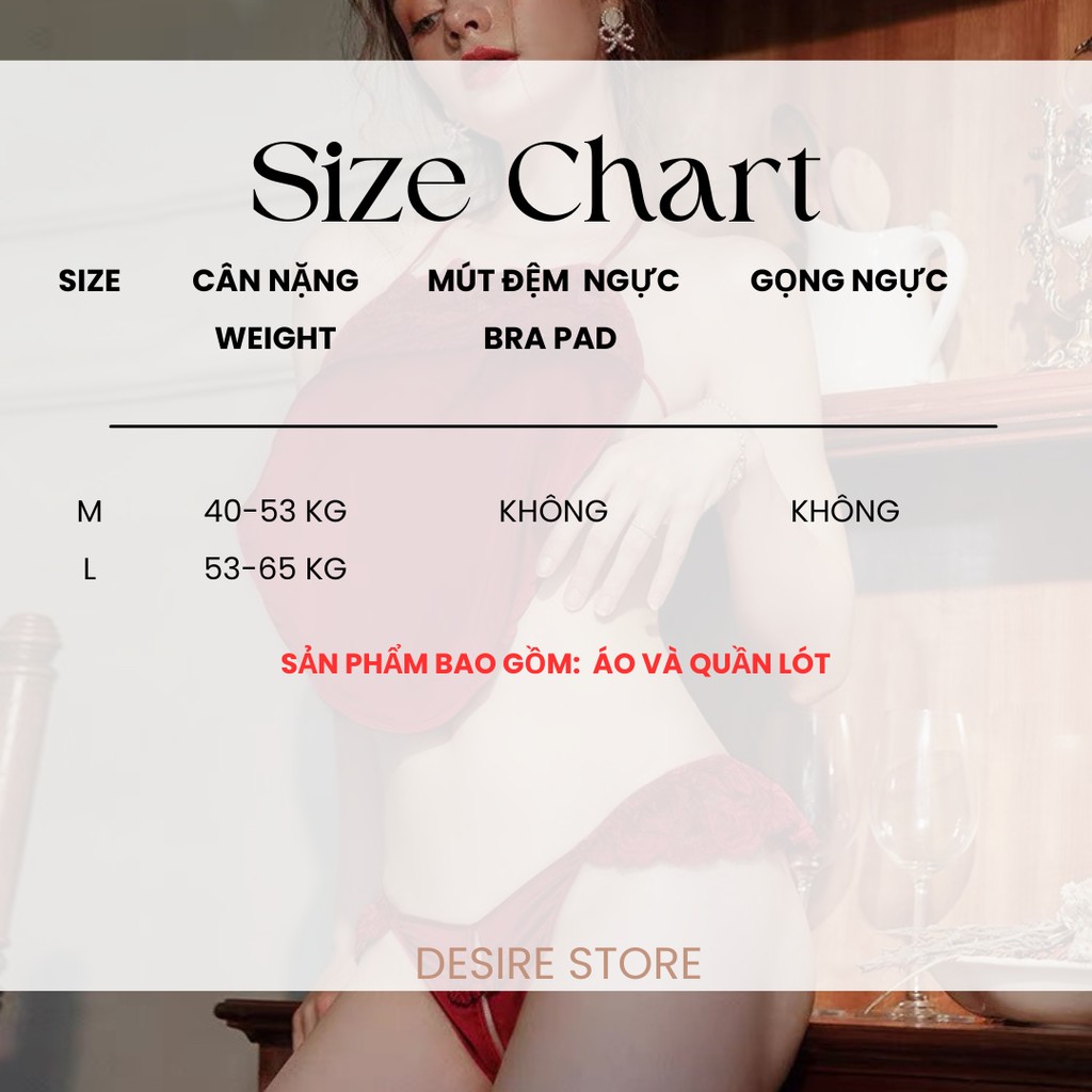 Desire Store, Bộ đồ ngủ yếm lụa ren cột dây quần lọt khe gợi cảm sexy DESIRE VN-8133-1 image 9 of 12
