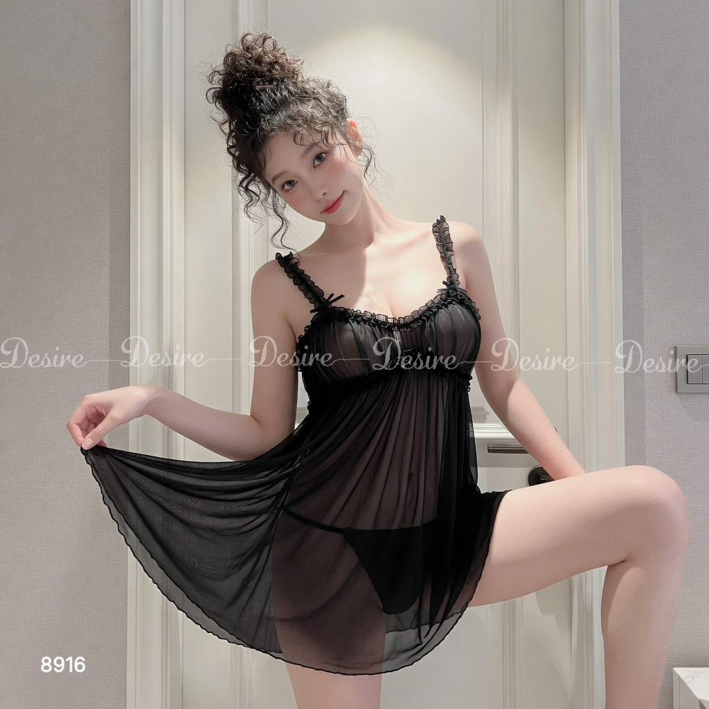 Desire Store, 8916 Váy Ngủ Ren dáng Babydoll Nữ Tính – Viền Ren Hoa Cao Cấp DESIRE (Feminine Babydoll Lace Nightgown – Featuring Premium Floral Lace Trim by DESIRE 8916) image 14 of 19