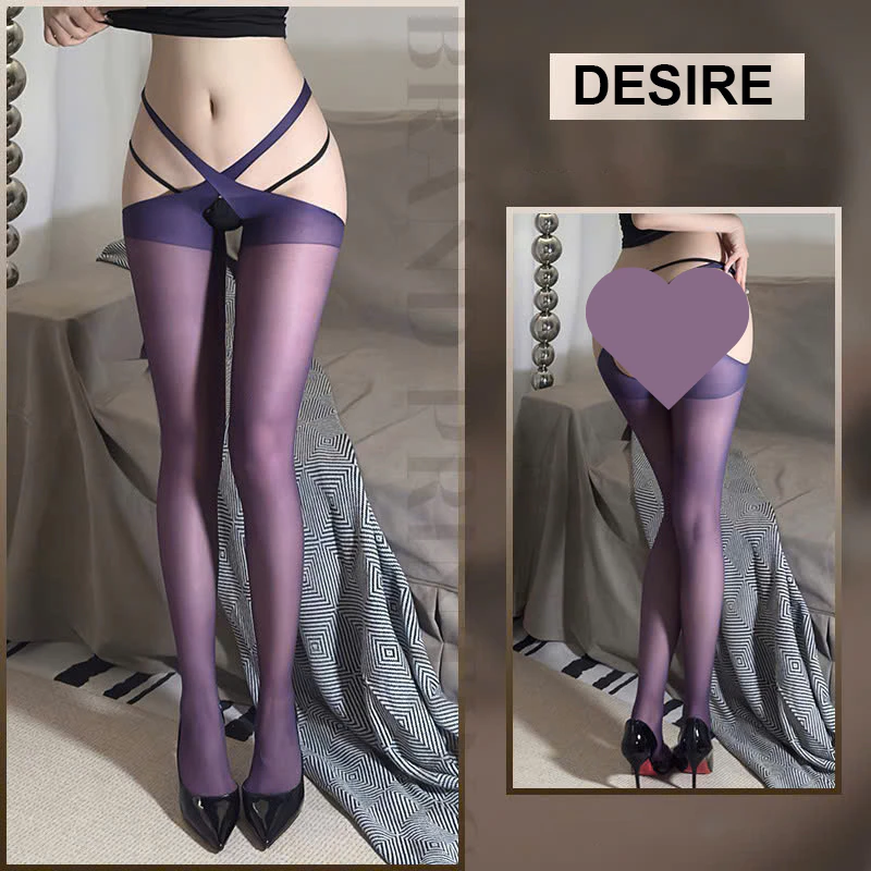 Desire Store, Tất lưới cạp chéo phong cách nữ tính gợi cảm quyến rũ DESIRE T-7326 - Tím, Không Chip image 6 of 8