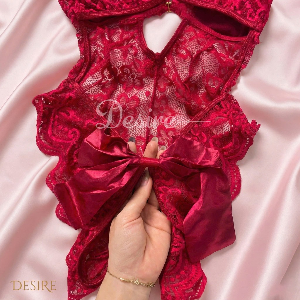 Desire Store, Bộ váy ngủ liền thân - Bodysuit ren xuyên thấu gợi cảm đính nơ DESIRE VN-8748 image 6 of 13
