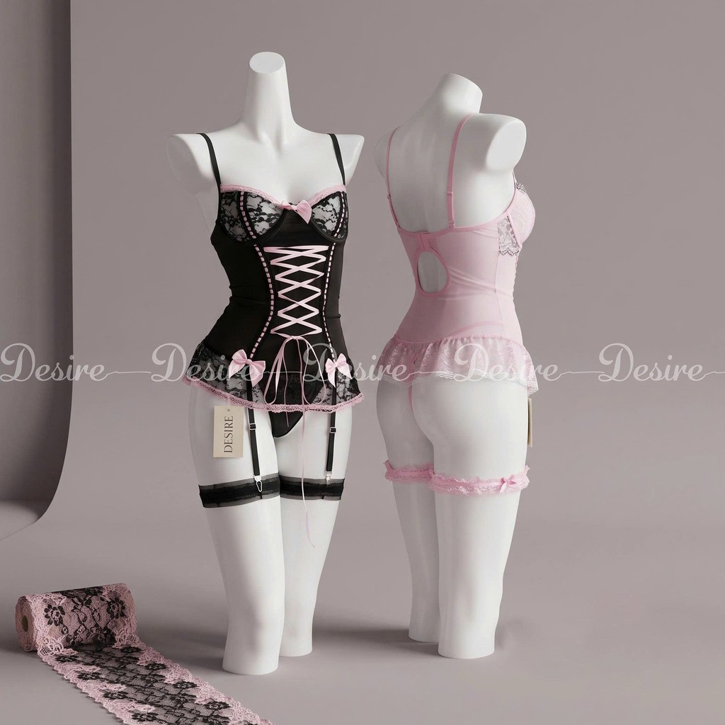 Desire Store, 6467 Bodysuit ren đính nơ có gọng kèm dây đeo tất sexy hàng cao cấp loại 1 DESIRE image 5 of 12