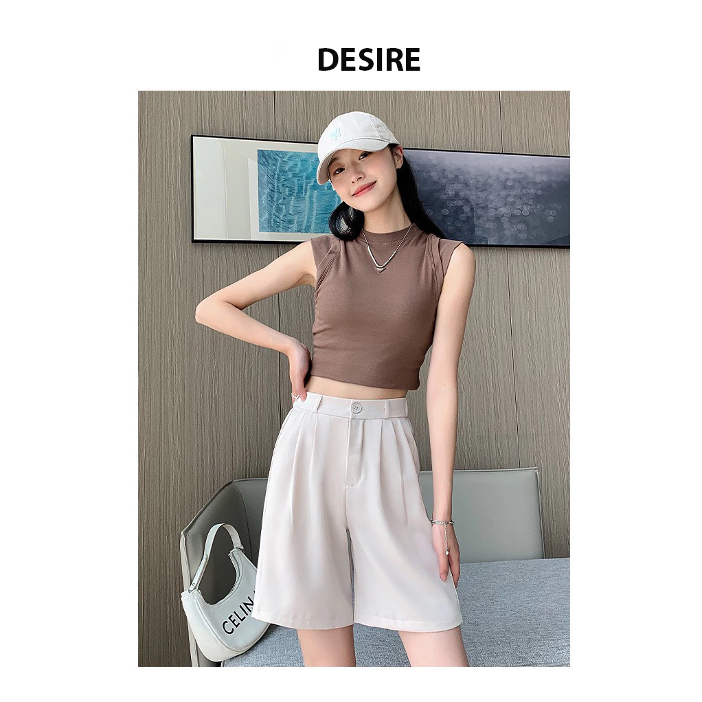 Desire Store, Quần đùi quần short nữ lưng cao ống rộng loại 1 dáng ngố lửng thể thao chất vải tuyết mưa image 5 of 11
