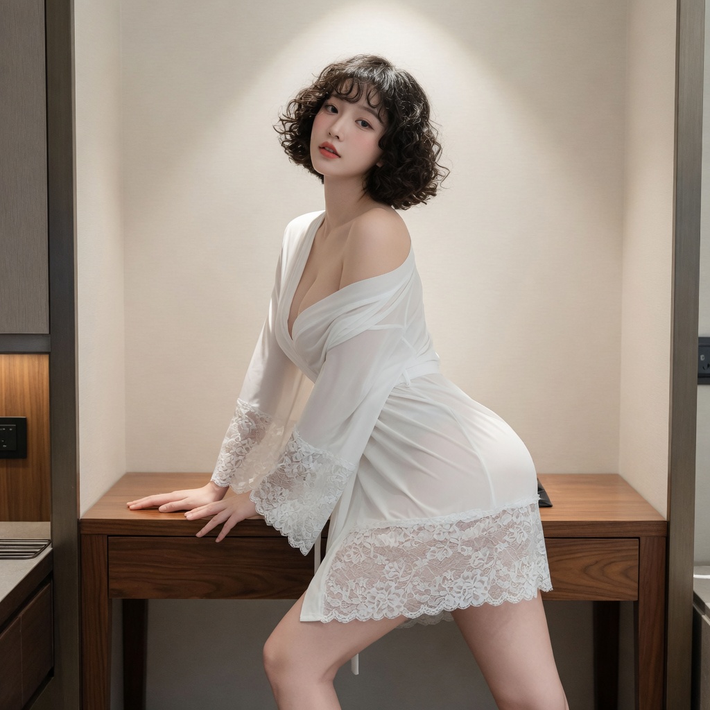Desire Store, Áo Choàng Ngủ Nữ Dáng Dài Ren Lưới Xuyên Thấu DESIRE VN-89481 - Áo Khoác Đồ Ngủ Quyến Rũ DESIRE 89481 -1 (Women's Long Sheer Mesh & Lace Kimono Robe - Elegant Sheer Sleepwear Cover-Up DESIRE 89481) image 20 of 23