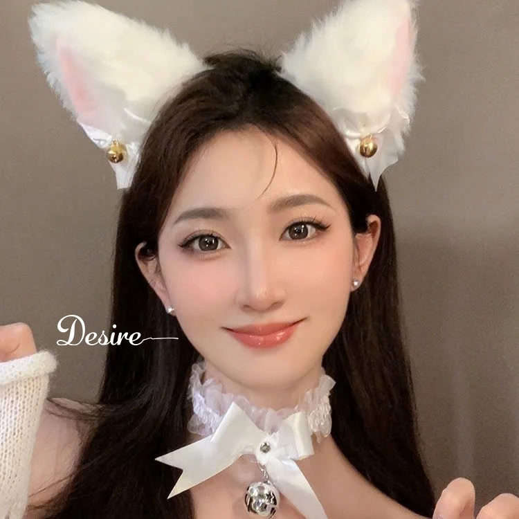 Desire Store, Bờm lông Mèo và Vòng cổ Chocker chất liệu ren Phụ kiện Cosplay Sexy DESIRE - Bờm #2+VC-002 trắng image 15 of 15