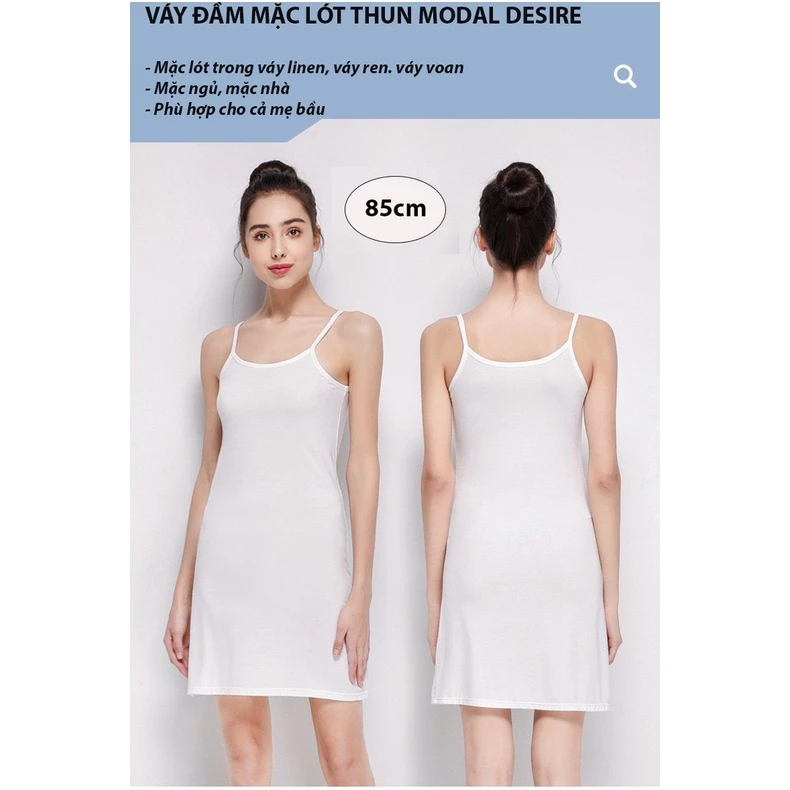 Desire Store, Đầm hai dây - Váy hai dây mặc lót thun modal (Gỗ sồi) dáng suông cổ thuyền Desire VNN-0044N image 4 of 13