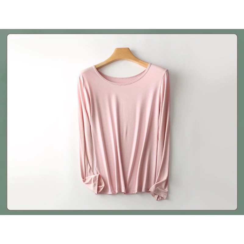 Desire Store, Bộ đồ thun ôm Vicose ủ kem chống nắng mùa hè, mặc lót giữ nhiệt mùa thu, mặc ngủ, mặc nhà đa dụng QN-07 - Áo hồng #601, L image 21 of 21