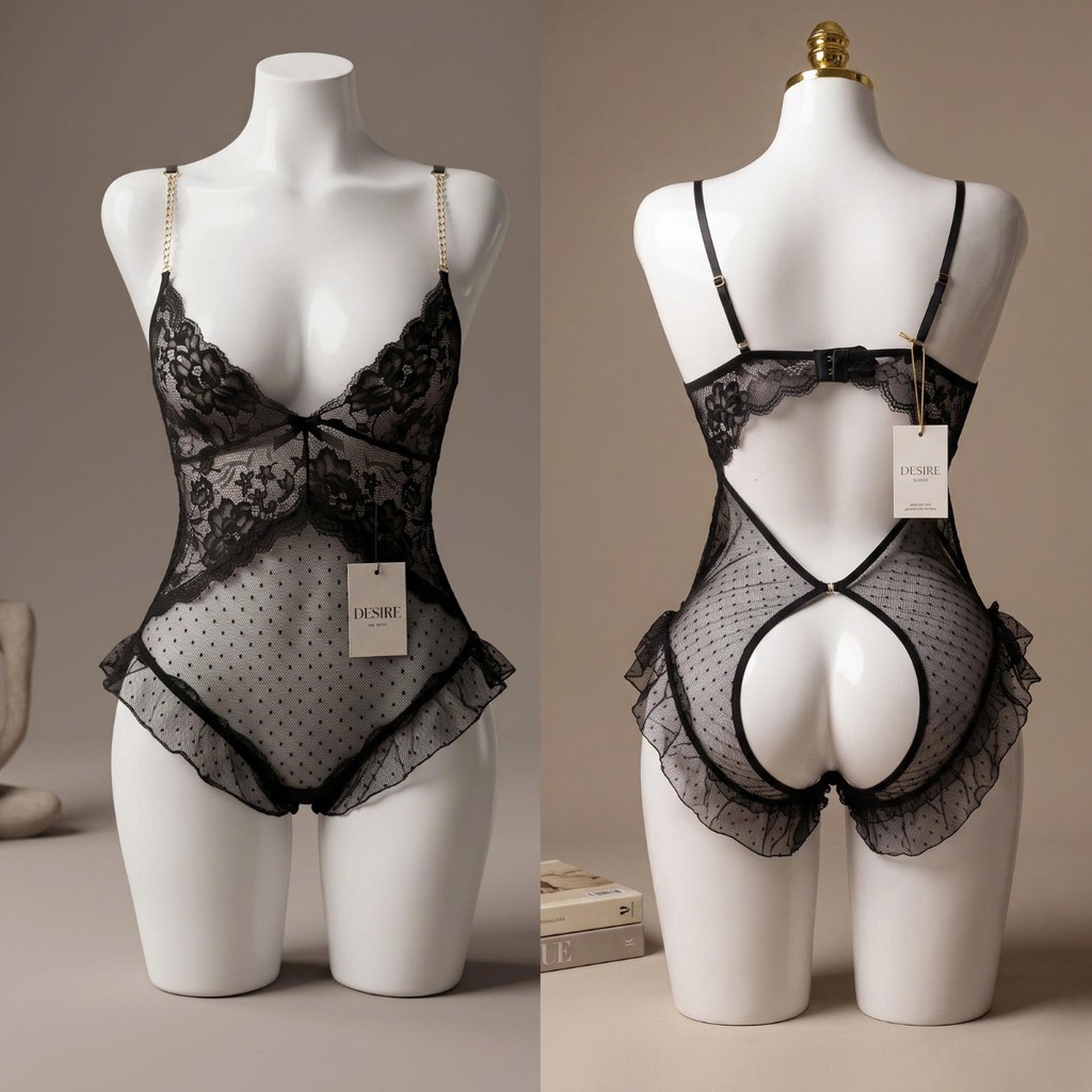 Desire Store, [40-70kg] Váy ngủ liền thân bigsize - Bodysuit ren xẻ đáy sexy 1179 Hàng QC loại 1 cao cấp DESIRE - 1179 Đen, L (58-70kg) image 11 of 13