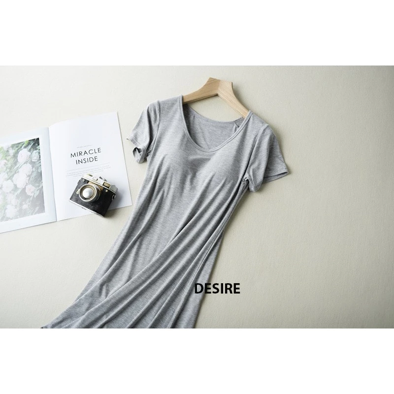Desire Store, Váy đầm ngắn tay thun Vicose mềm mịn chất 4 chiều có đệm mút ngực DESIRE VNN-0073 image 5 of 12