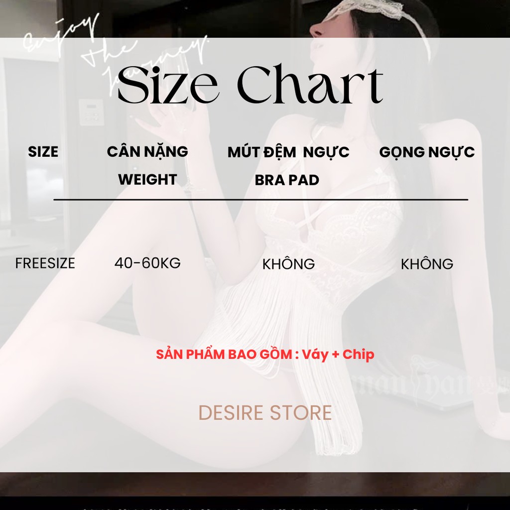 Desire Store, 9539 Váy ngủ ren tua rua sexy - Đầm ngủ hai dây hot girl xuyên thấu gợi cảm DESIRE image 10 of 13