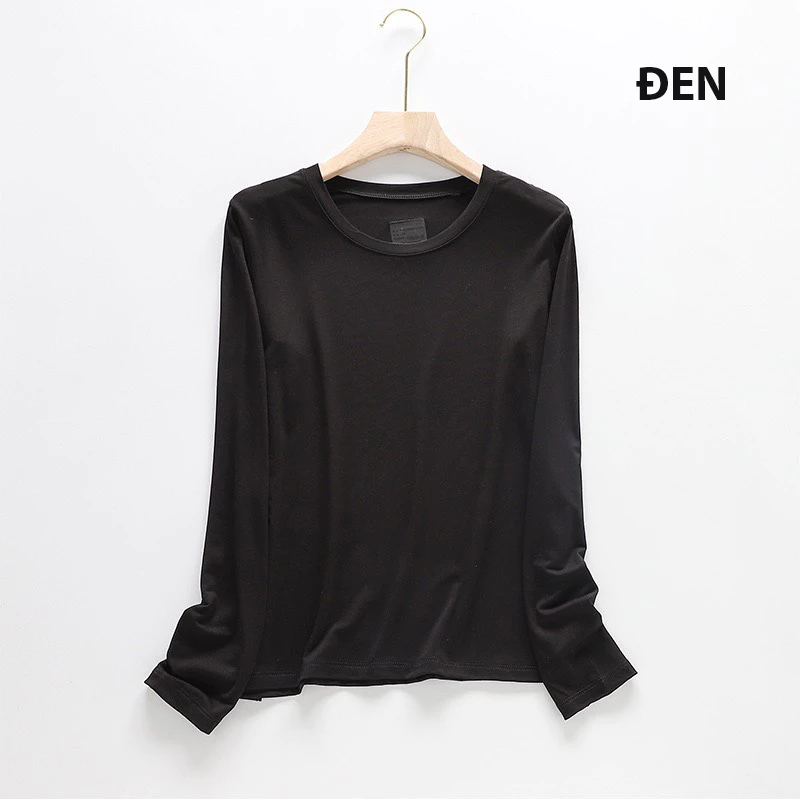Desire Store, Áo thun dài tay nữ cổ tròn chất thun modal mịn lạnh co giãn phong cách mùa thu DESIRE A140 image 8 of 14