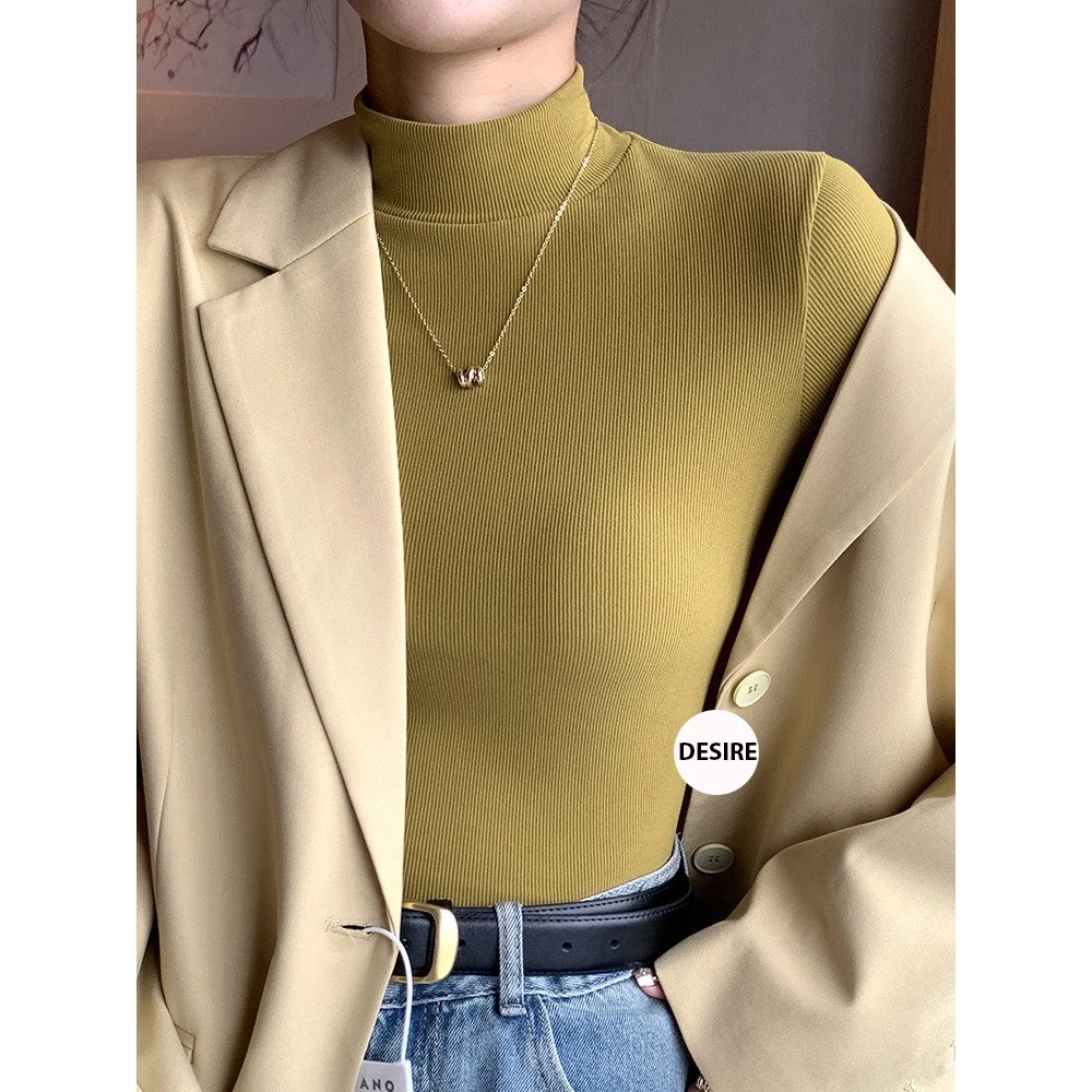Desire Store, Áo thun dài tay cổ lọ chất len tăm dày phong cách thu đông 2024 DESIRE AN-H329 image 2 of 15