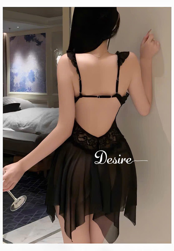 Desire Store, Váy Ngủ Ren Xuyên Thấu Xẻ Tà Sexy - Đồ Ngủ Nữ Quyến Rũ Thu Hút DESIRE VN-1052 image 7 of 14