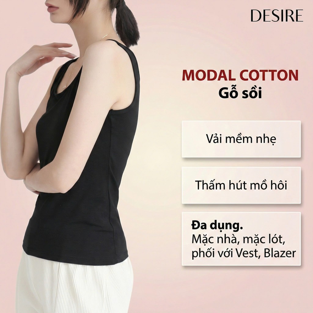 Desire Store, Áo Ba Lỗ Sát Nách Thun Modal (Gỗ sồi) mát mịn phong cách năng động ANN-060 image 6 of 26