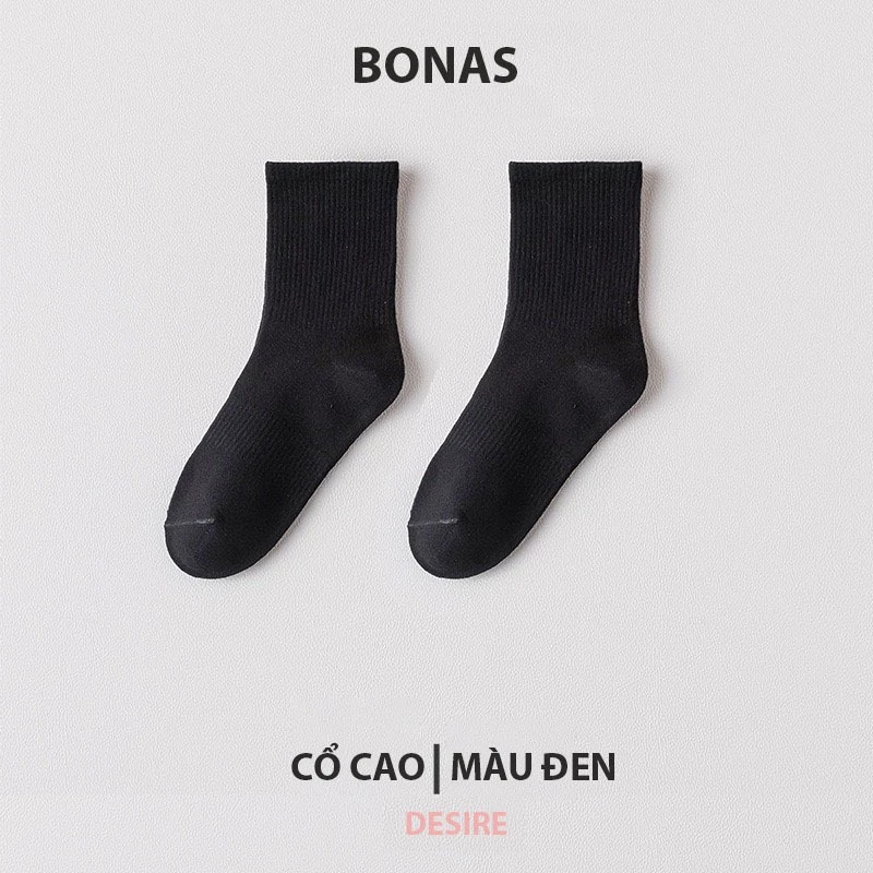 Desire Store, Tất len unisex nam nữ chính hãng BONAS Style Nhật Bản chất đẹp cao cấp phong cách đơn giản sang trọng MW 1837 - Đen cổ cao image 16 of 18
