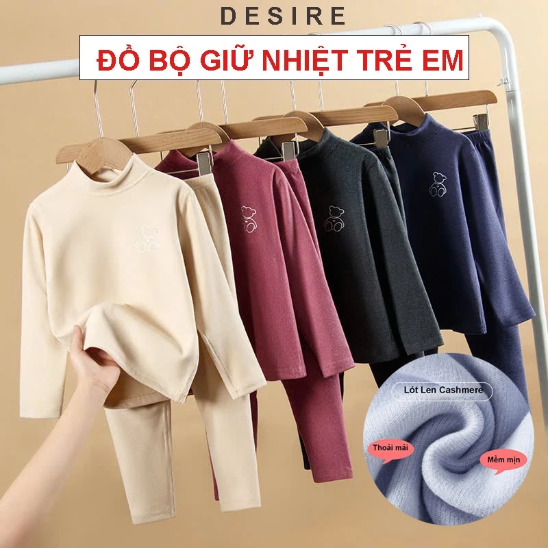 Desire Store, Đồ bộ giữ nhiệt trẻ em cổ cao dày ấm áp chất Nhung lót Len Cashmere cao cấp DESIRE DGN-006 image 1 of 11