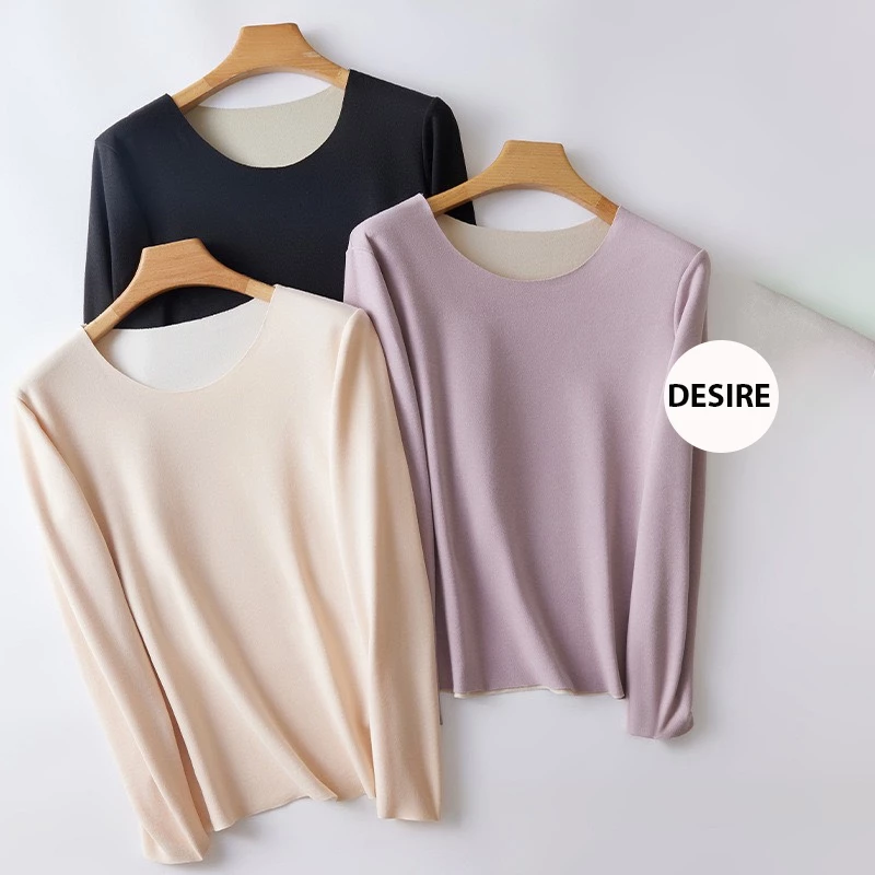 Desire Store, Áo giữ nhiệt Nhung lót sợi nhiệt Derong mềm siêu nhẹ mùa đông ấm áp Áo lót trong giữ nhiệt QGN-9093 image 2 of 17