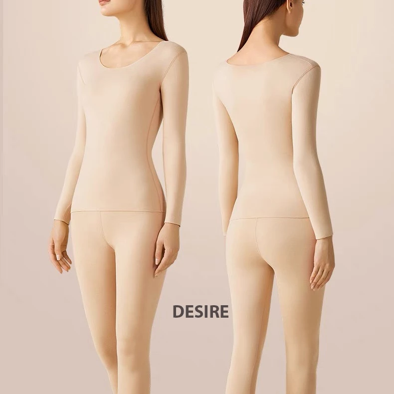 Desire Store, Đồ bộ giữ nhiệt nữ giới mùa đông siêu nhẹ ấm áp vải Nhung lót Len Cashmere không đường viền AGN-002 image 5 of 23