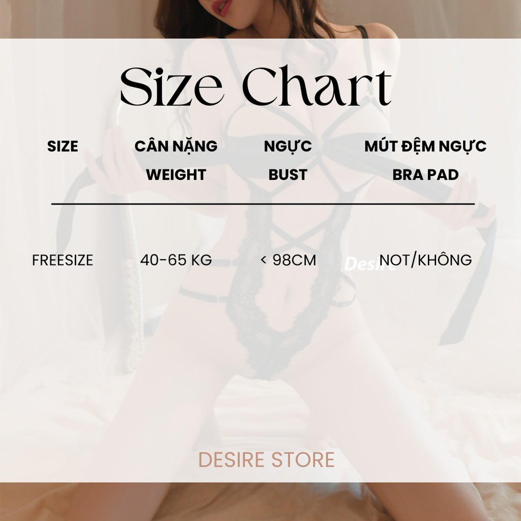 Desire Store, Bộ đồ ngủ ren liền thân bodysuit chất liệu ren mềm phối dải lụa thắt nơ gợi cảm VN-8490-1 image 7 of 10
