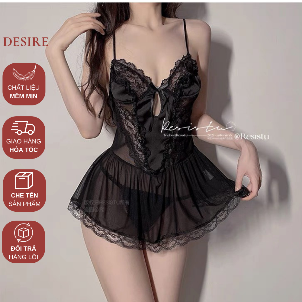 Desire Store, Váy ngủ ren 2 dây ôm body hở lưng gợi cảm cao cấp Desire VN-8462 image 4 of 10