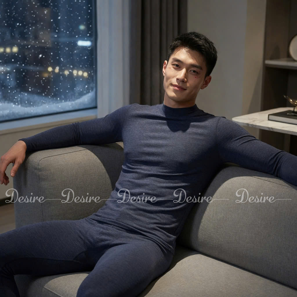 Desire Store, Đồ bộ giữ nhiệt nam lót Len Cashmere cổ cao ấm áp mùa đông cao cấp siêu nhẹ dành cho nam giới DGN-03 (Men's ultra-lightweight thermal set with warm cashmere-blend lining and high-neck design for winter. DGN-03) image 22 of 51