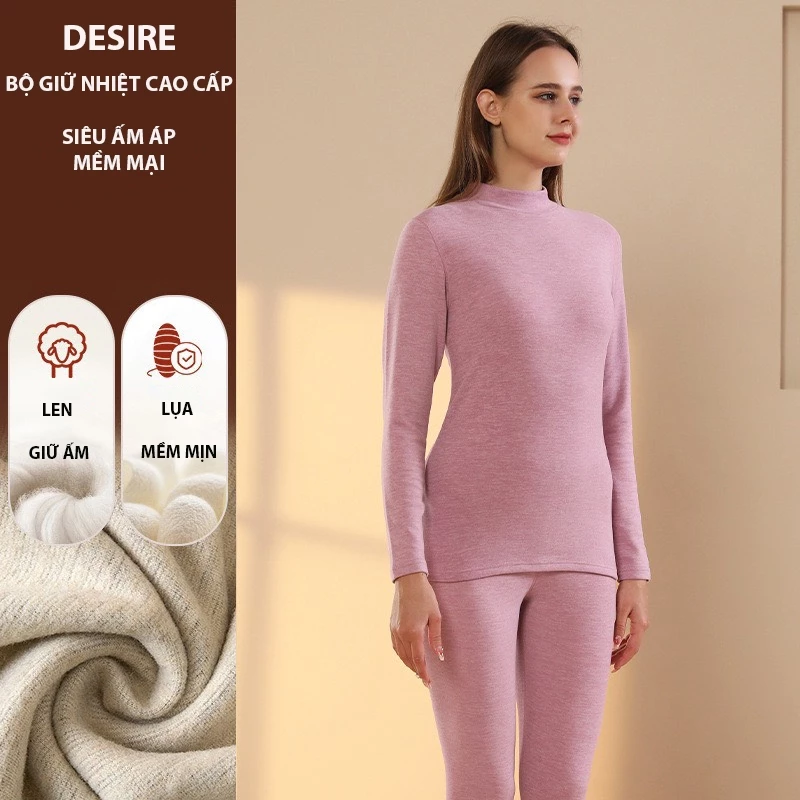 Desire Store, Bộ Giữ Nhiệt Nữ Cổ Cao Dày Ấm Áp Vải Nhung Lót Len Cashmere AGN-003 - Màu Hồng cổ cao, 2XL image 11 of 11