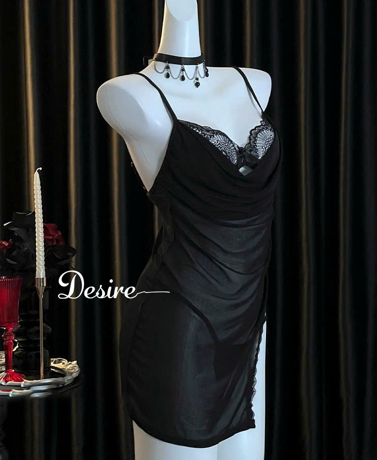 Desire Store, Váy ngủ lưới phối ren xẻ tà kèm quần chip DESIRE VN-8950-1 image 6 of 12