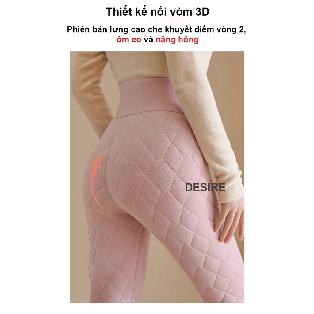 Desire Store, Quần legging lưng cao lót lông cừu dày nhung mịn giữ nhiệt mùa đông ấm áp định hình dáng QGN-9134-1 image 5 of 12