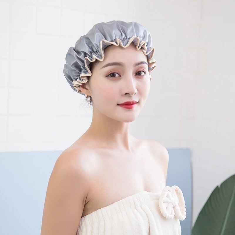 Desire Store, Mũ tắm, mũ ủ tóc Lụa satin bóng 2 lớp dày dặn chống thấm nước tốt TT-001 image 6 of 13
