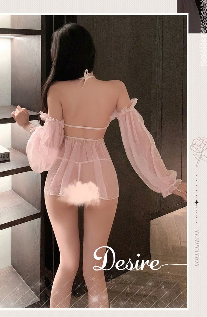 Desire Store, Váy ngủ cài ngực trước voan mềm tay bồng sexy DESIRE VN-6115 image 4 of 11