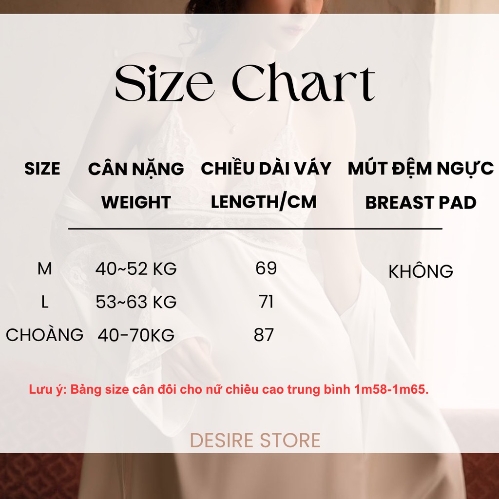 Desire Store, Áo choàng ngủ lụa choàng cô dâu Bride phối ren cực quyến rũ VN-780 image 9 of 13